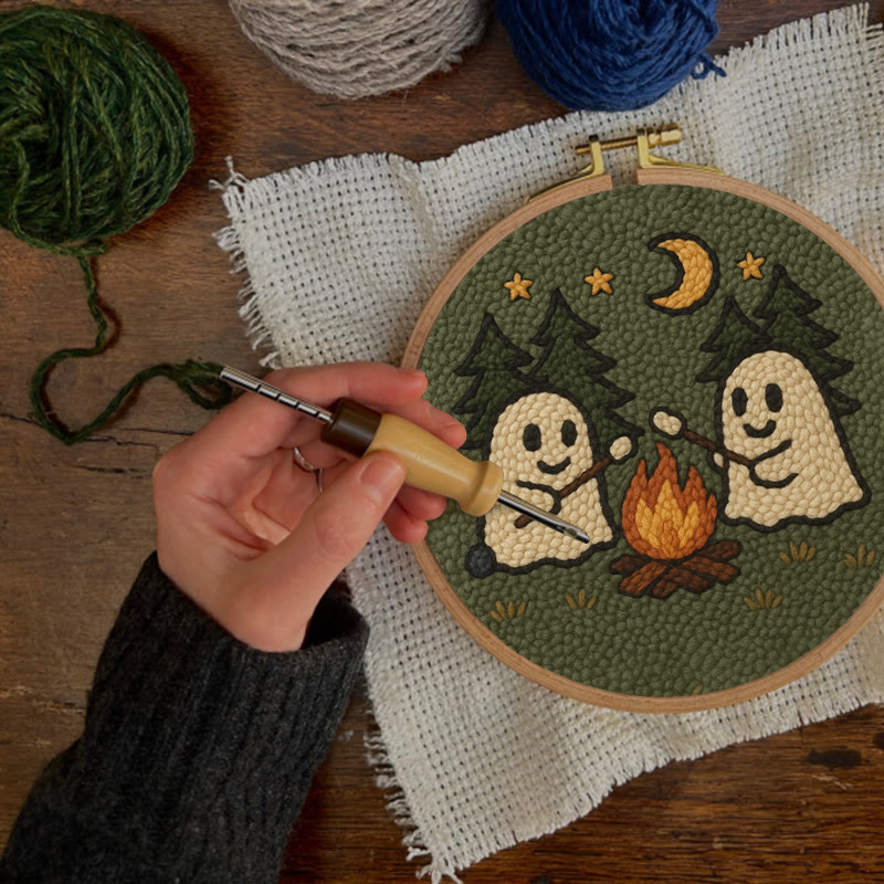 Campfire Ghost Punch Needle Kit - Spooky Halloween Coaster | Beginner Friendly Craft  - image 5