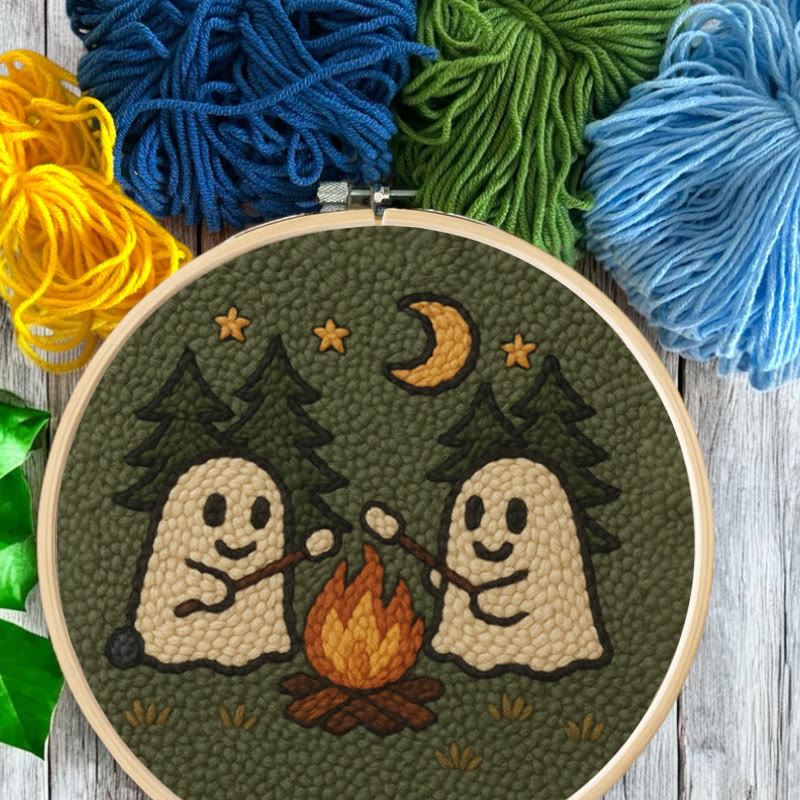 Campfire Ghost Punch Needle Kit - Spooky Halloween Coaster | Beginner Friendly Craft  - image 3