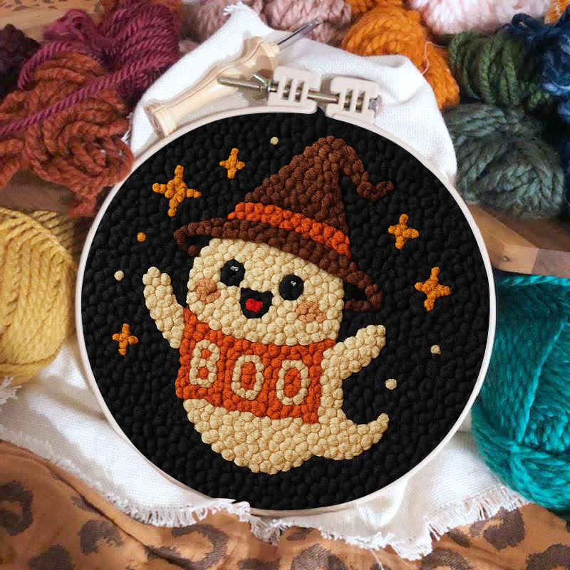 Happy Boo Punch Needle Kit - Cute Halloween Craft |  Beginner Stitching Pattern - image 2