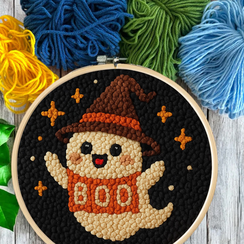 Happy Boo Punch Needle Kit - Cute Halloween Craft |  Beginner Stitching Pattern - image 6