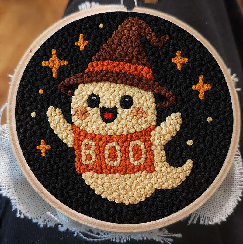 Happy Boo Punch Needle Kit - Cute Halloween Craft |  Beginner Stitching Pattern - image 5