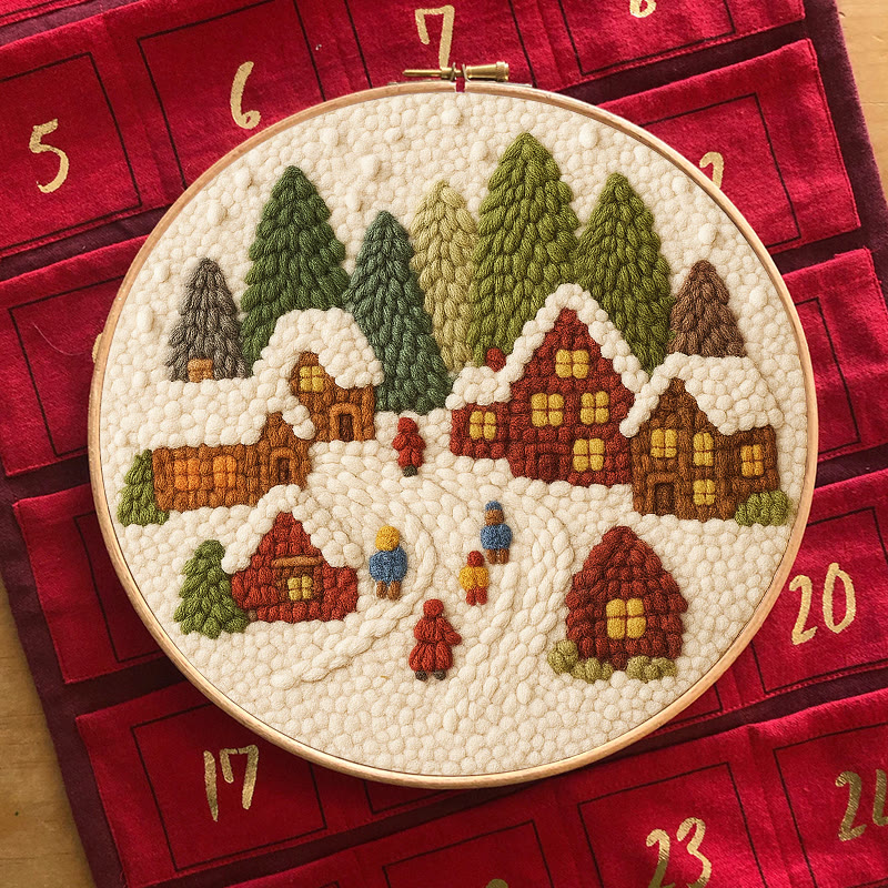  Winter Scene Punch Needle Kit - Christmas Handmade Craft | Christmas Home Ornament - image 3