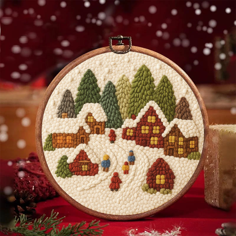  Winter Scene Punch Needle Kit - Christmas Handmade Craft | Christmas Home Ornament - image 2