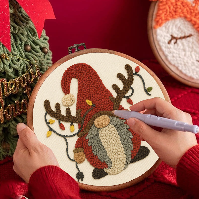 Christmas Gnome Punch Needle Kit - Christmas Wall Decor | Diy Holiday Gift Idea  - image 2