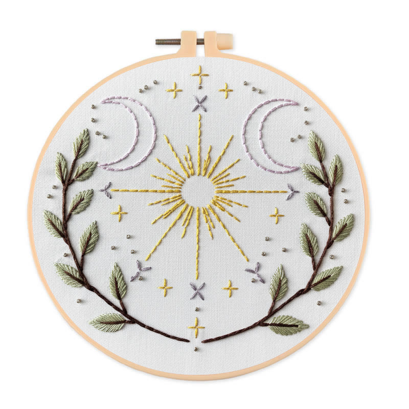 Rubbyoo Embroidery Kit - Cosmic Plants | Unique Desk Decor | Aesthetic Handmade Artwork - 20*20cm - image 1