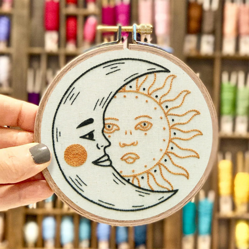 Rubbyoo Embroidery Kit - Crescent Moon And Sun | Mysterious Universe Craft | Diy Handmade Art - image 2