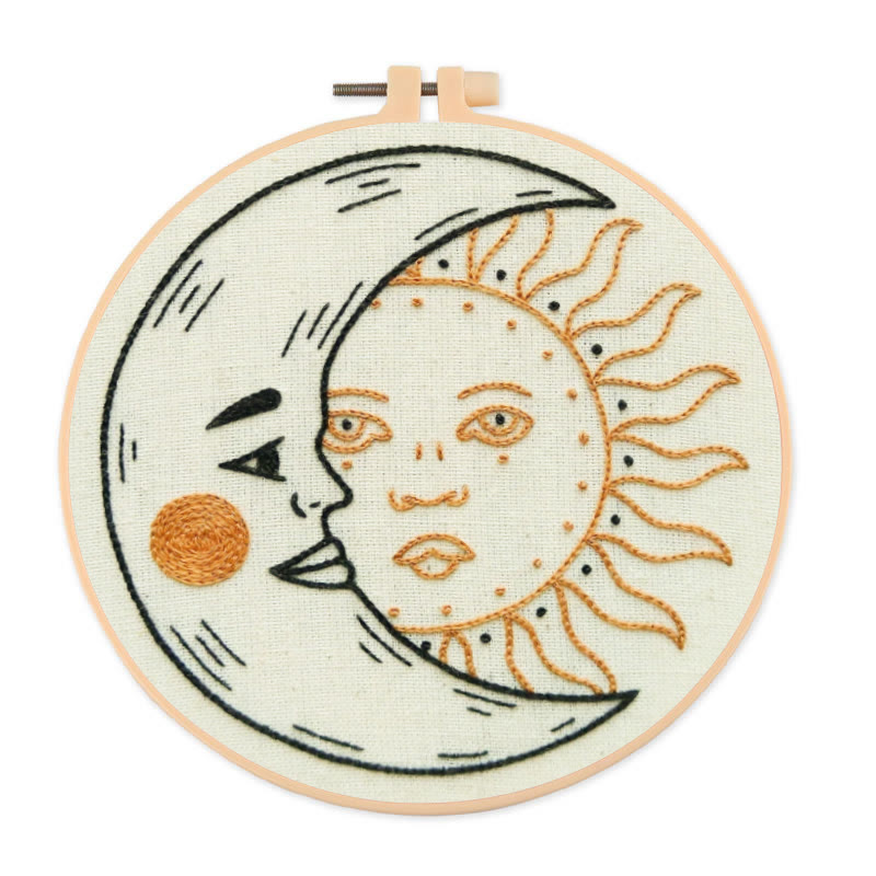 Rubbyoo Embroidery Kit - Crescent Moon And Sun | Mysterious Universe Craft | Diy Handmade Art - 20*20cm - image 1