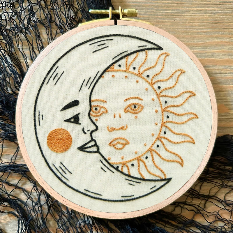 Rubbyoo Embroidery Kit - Crescent Moon And Sun | Mysterious Universe Craft | Diy Handmade Art - image 4