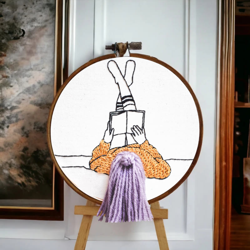 Rubbyoo Embroidery Kit - Reading Girl  | Creative Home Ornament | 3d Handmade Craft - image 2