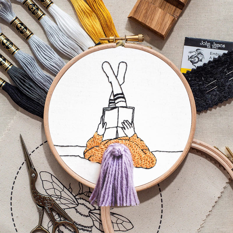 Rubbyoo Embroidery Kit - Reading Girl  | Creative Home Ornament | 3d Handmade Craft - image 9