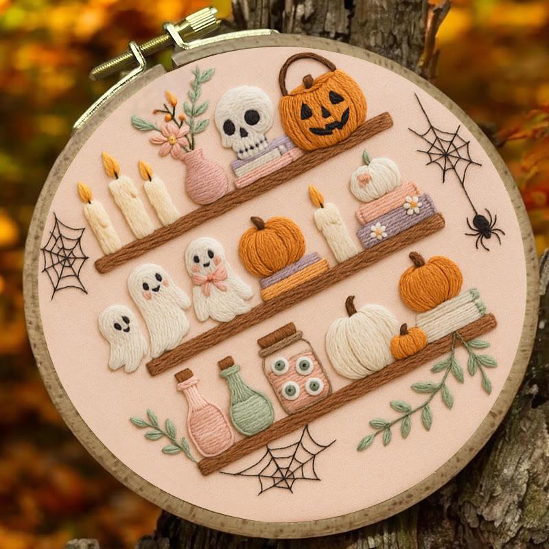 Rubbyoo Embroidery Kit -  Spooky Shelf |  Autumn Craft Idea | Witchy Halloween Decor - image 3
