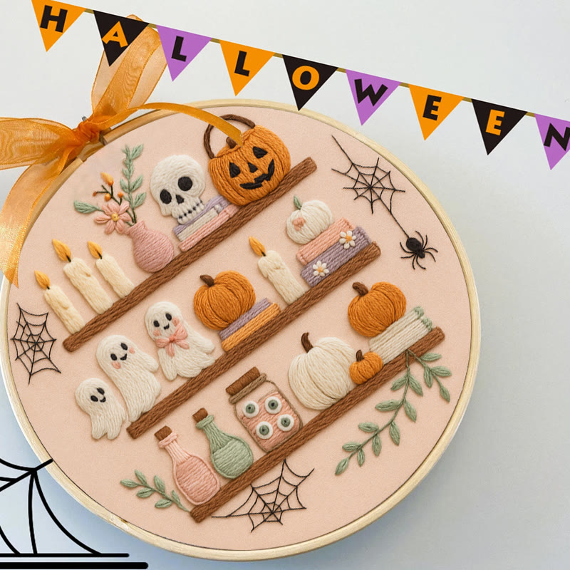 Rubbyoo Embroidery Kit -  Spooky Shelf |  Autumn Craft Idea | Witchy Halloween Decor - image 2