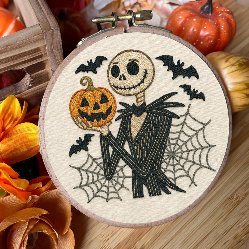 Rubbyoo Embroidery Kit - Skull Ghost In Suit |  Hoop Art For Halloween | Spooky Wall Decor - image 8