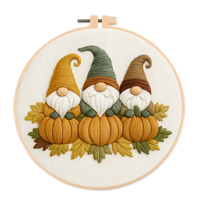 Rubbyoo Embroidery Kit - Pumpkin Gnome | Autumn Handmade Craft | Halloween Home Decor - 20*20cm - image 1