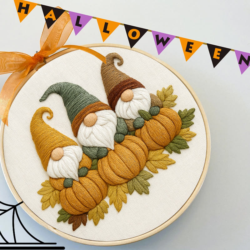 Rubbyoo Embroidery Kit - Pumpkin Gnome | Autumn Handmade Craft | Halloween Home Decor - image 3