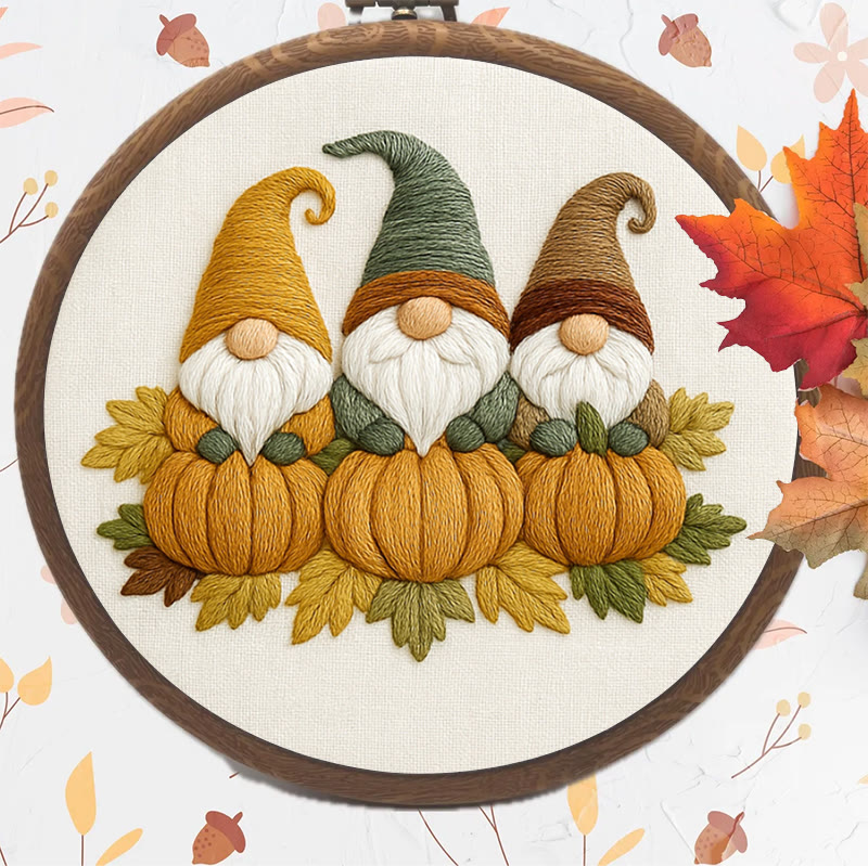 Rubbyoo Embroidery Kit - Pumpkin Gnome | Autumn Handmade Craft | Halloween Home Decor - image 2