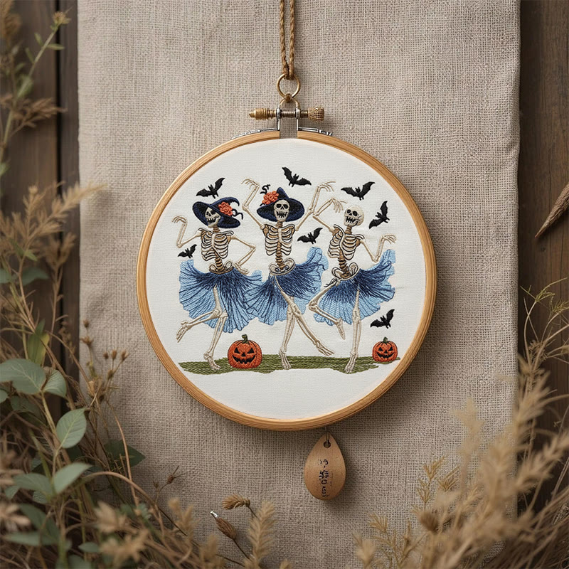 Rubbyoo Embroidery Kit - Ballet Skeleton | Halloween Gothic Handicraft | Diy Hanging Ornament  - image 2