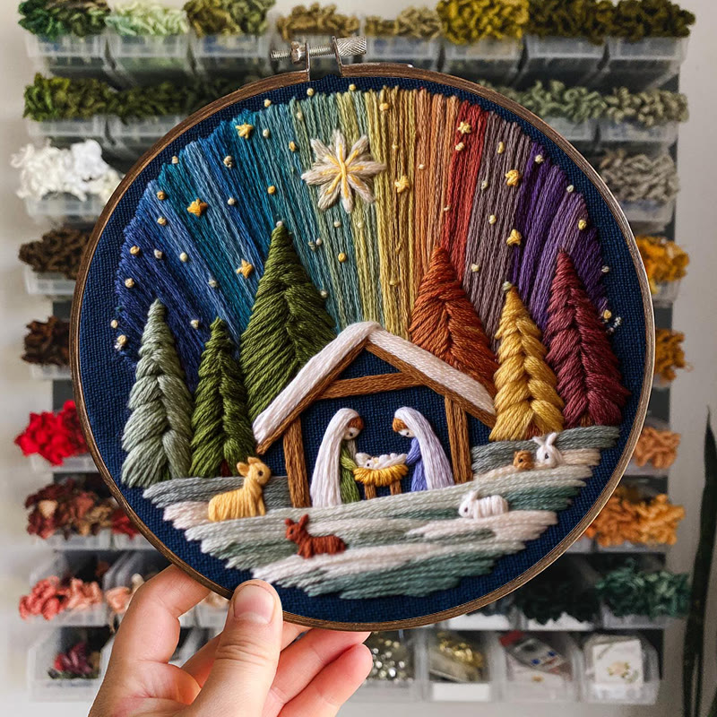 Rubbyoo Embroidery Kit - Nativity With Aurora | Stunning Christmas Gift | Precious Handmade Collection  - image 3