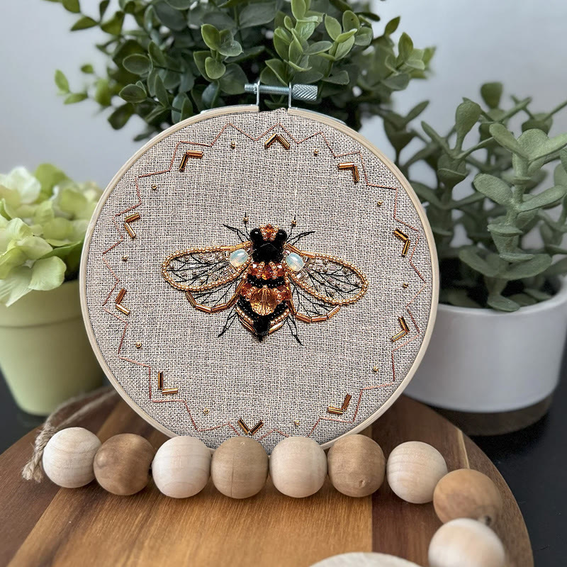 Rubbyoo Bead Embroidery Kit - Golden Bee | Easy Handmade Needlepoint | Diy Decorative Ornament - image 2