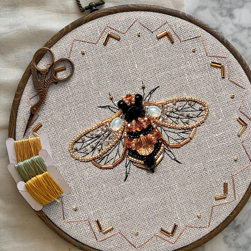 Rubbyoo Bead Embroidery Kit - Golden Bee | Easy Handmade Needlepoint | Diy Decorative Ornament - image 5