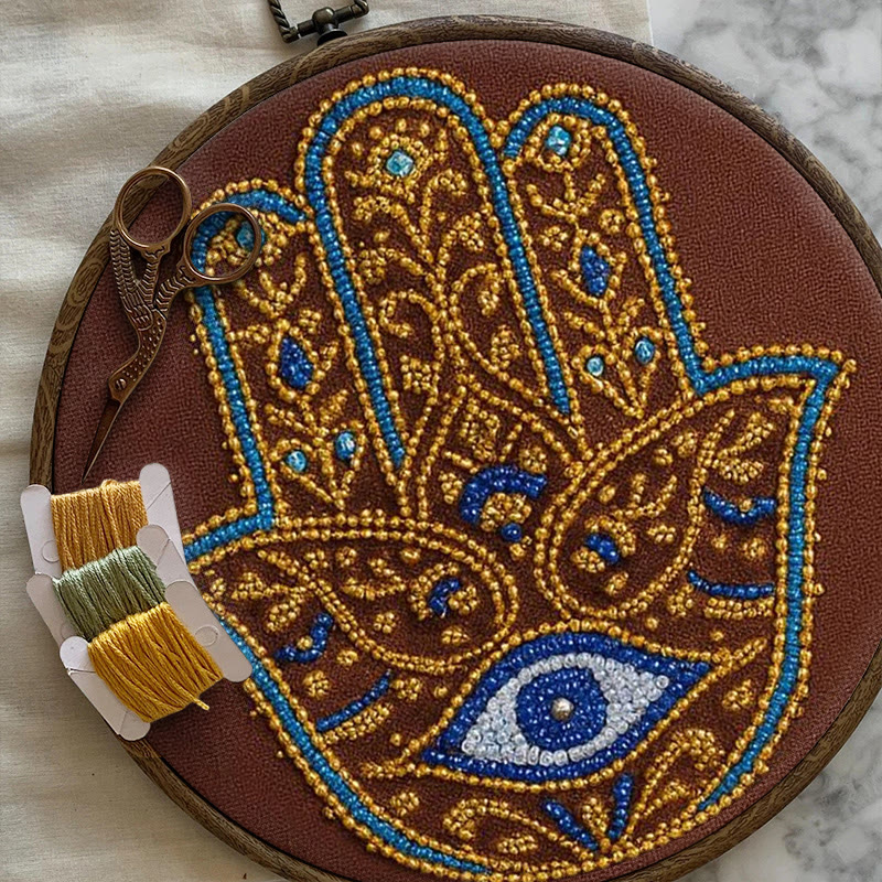 Rubbyoo Bead Embroidery Kit - Golden Hamsa | Diy Bead Artwork | Creative Gift For Crafters - image 8