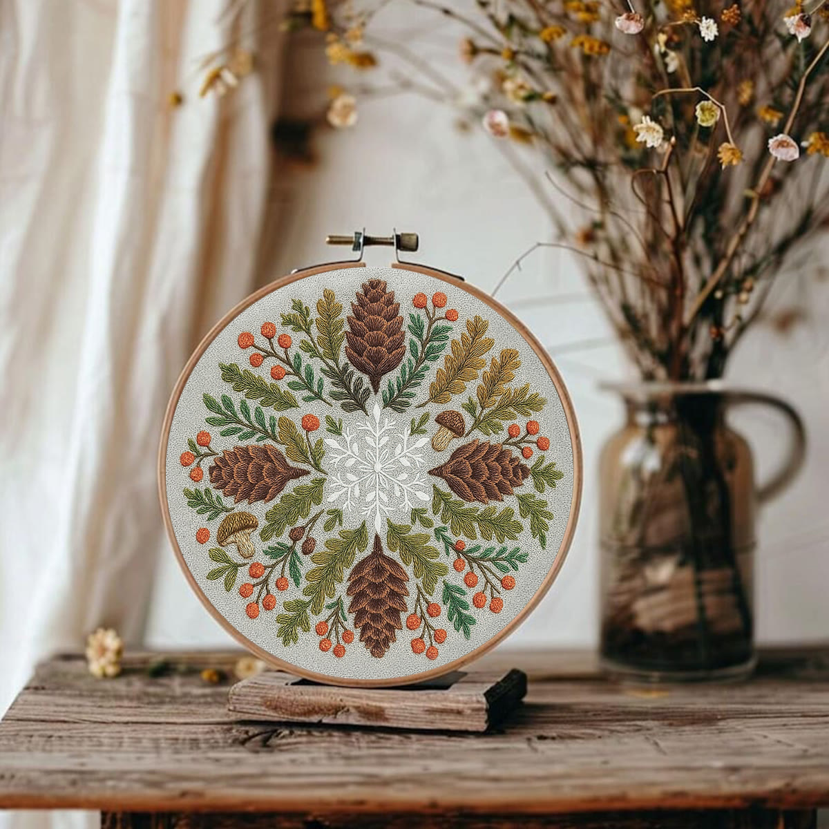 Rubbyoo Embroidery Kit - Winter Wreath | Diy Christmas Decoration | Perfect Craft For Beginners - image 2