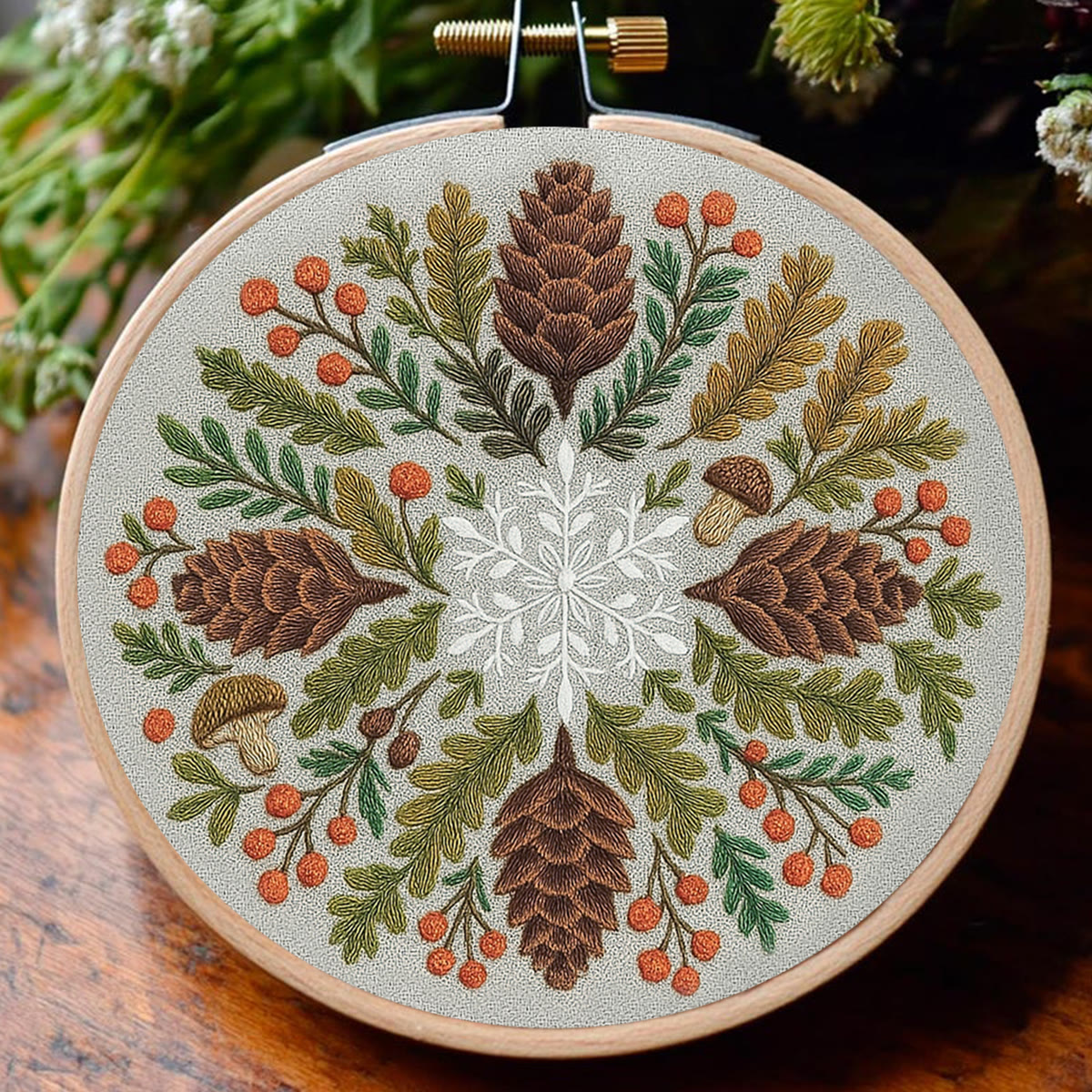 Rubbyoo Embroidery Kit - Winter Wreath | Diy Christmas Decoration | Perfect Craft For Beginners - image 3