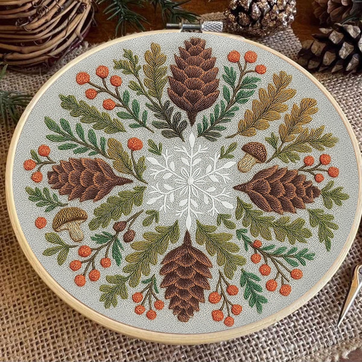 Rubbyoo Embroidery Kit - Winter Wreath | Diy Christmas Decoration | Perfect Craft For Beginners - image 4