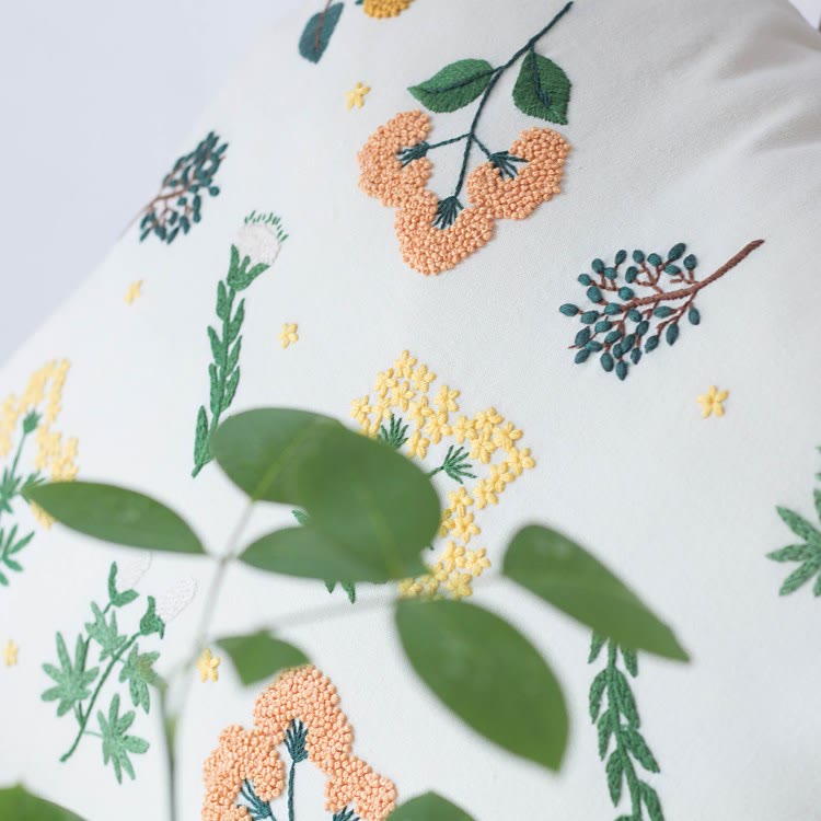 Embroidery Pillow Case Kits | Easy Floral Needlework | Perfect Handicraft For House Warming - image 3