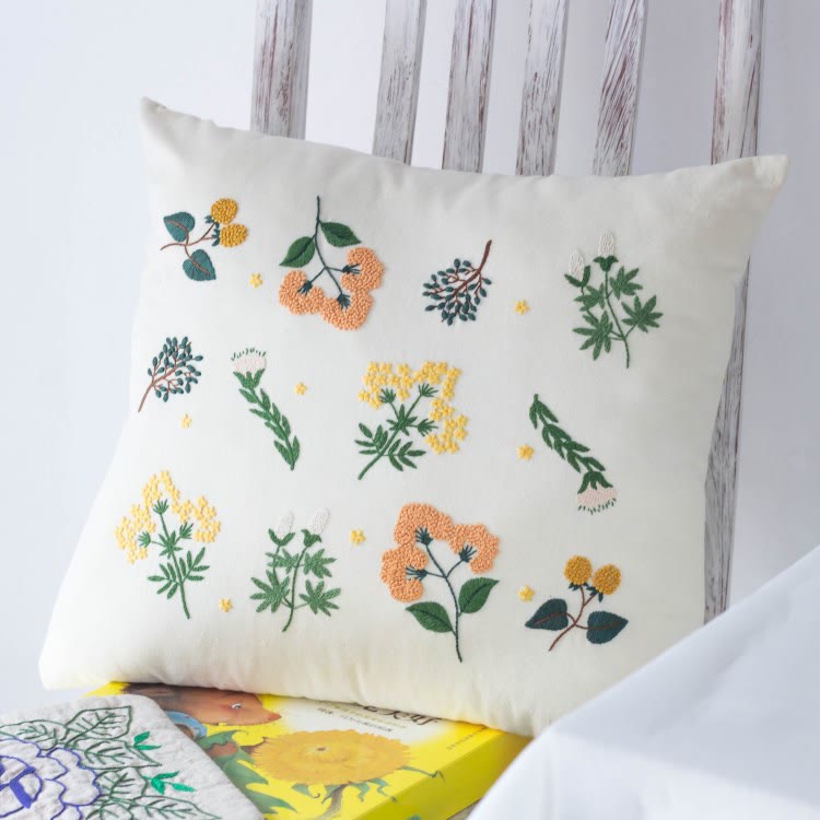 Embroidery Pillow Case Kits | Easy Floral Needlework | Perfect Handicraft For House Warming - B - image 2