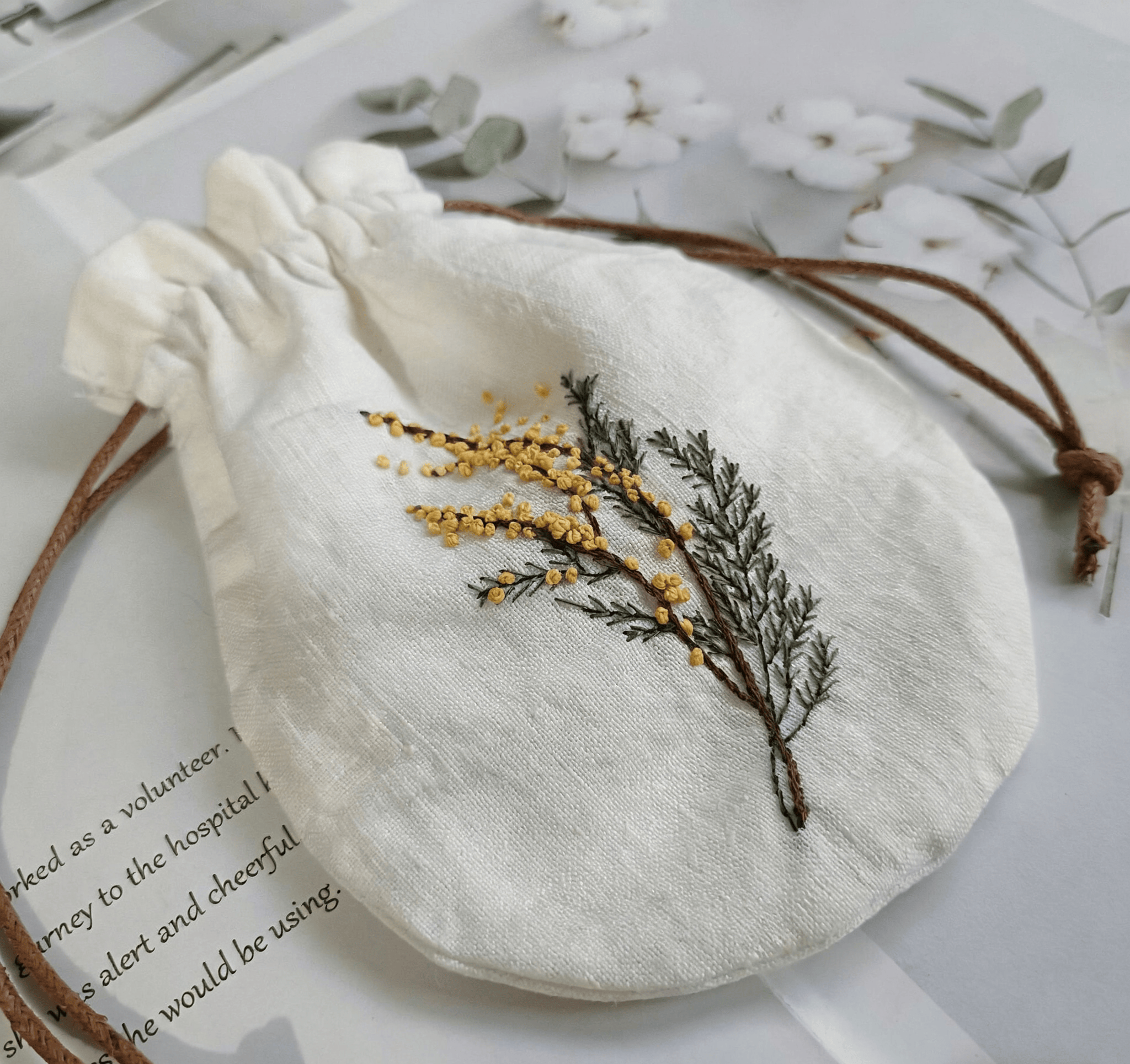 Handmade Drawstring Pouch Kit | Handmade Gift For Mother | Diy Craft For Beginner  - Wildflowers - image 2