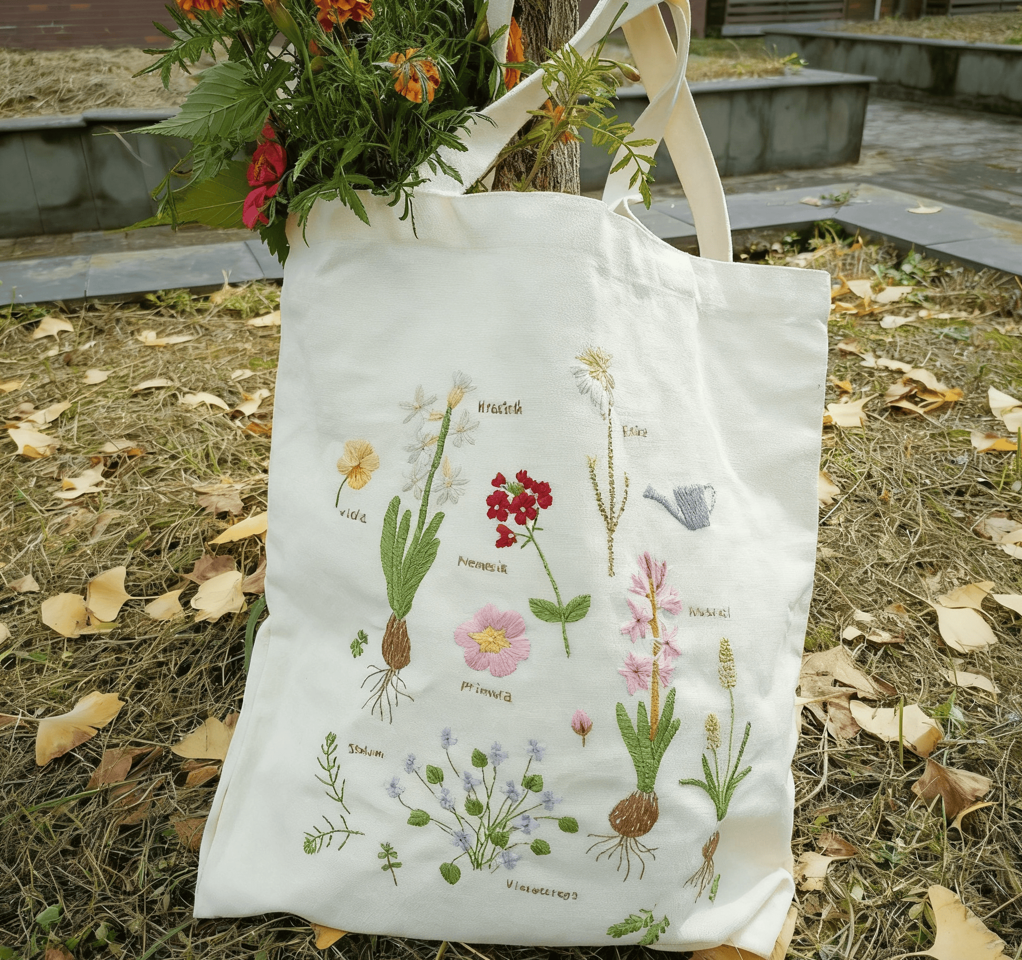  Embroidery Canvas Bag Kits | Blooming Garden | Unique Handmade Craft | Guft For Friend - Embroidery Canvas Bag Kits - image 1