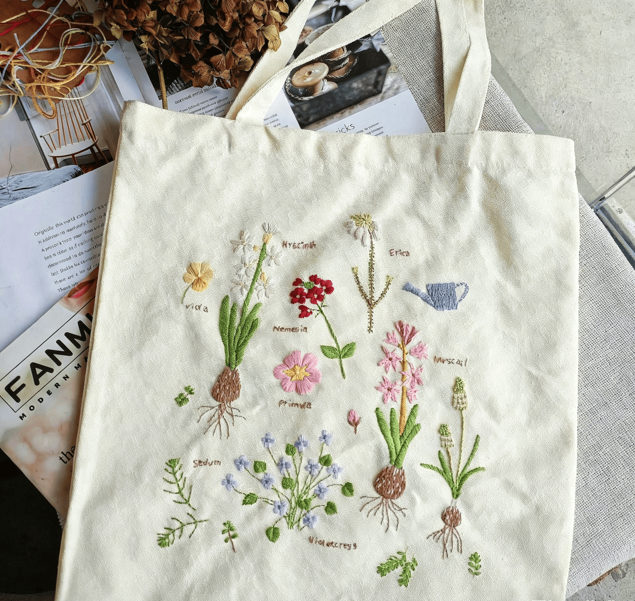 Embroidery Canvas Bag Kits | Blooming Garden | Unique Handmade Craft | Guft For Friend - image 2