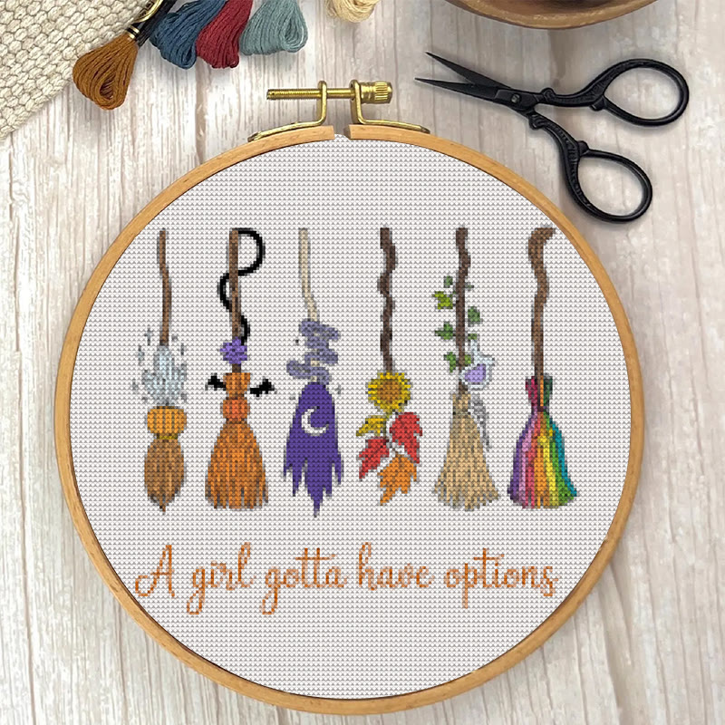  Cross Stitch Kit - Magic Broom | Halloween Decorative Craft | Diy Wall Collection  - image 3