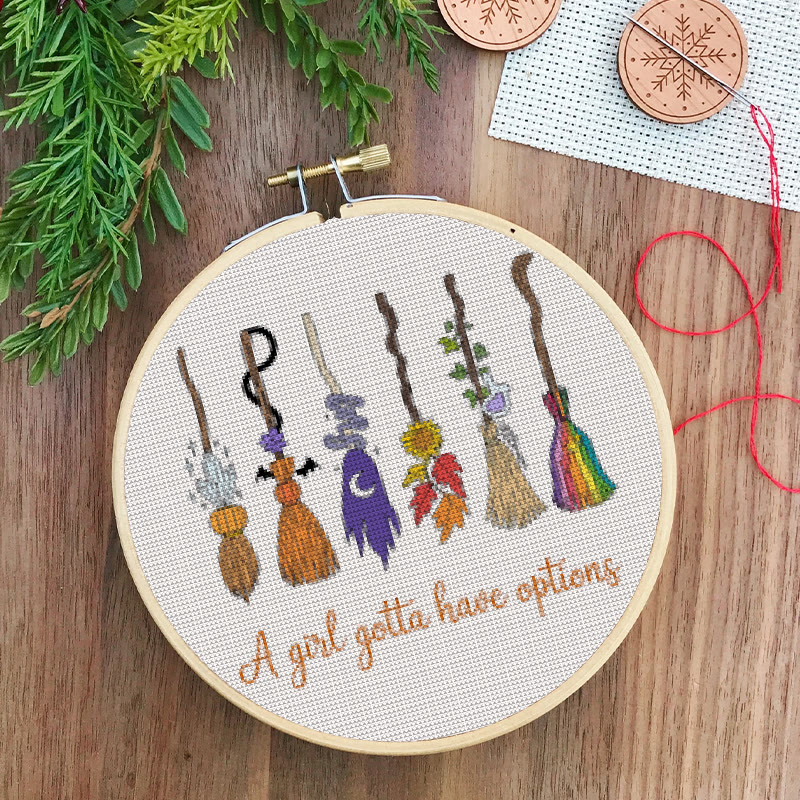  Cross Stitch Kit - Magic Broom | Halloween Decorative Craft | Diy Wall Collection  - image 2