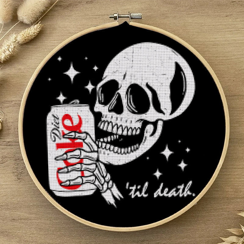  Cross Stitch Kit - Drinking Skeleton | Halloween Spooky Art | Diy Holiday Decoration  - image 2