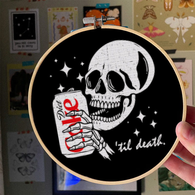  Cross Stitch Kit - Drinking Skeleton | Halloween Spooky Art | Diy Holiday Decoration  - image 7