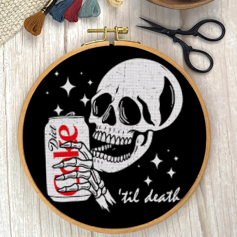  Cross Stitch Kit - Drinking Skeleton | Halloween Spooky Art | Diy Holiday Decoration  - image 6