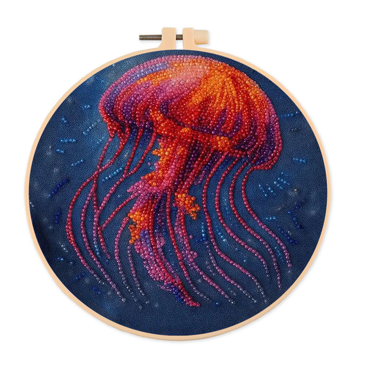 Rubbyoo Bead Embroidery Kit - Glowing Jellyfish | Creative Handmade Gifts | Handicraft For Beginners - 15cm*15cm - image 1