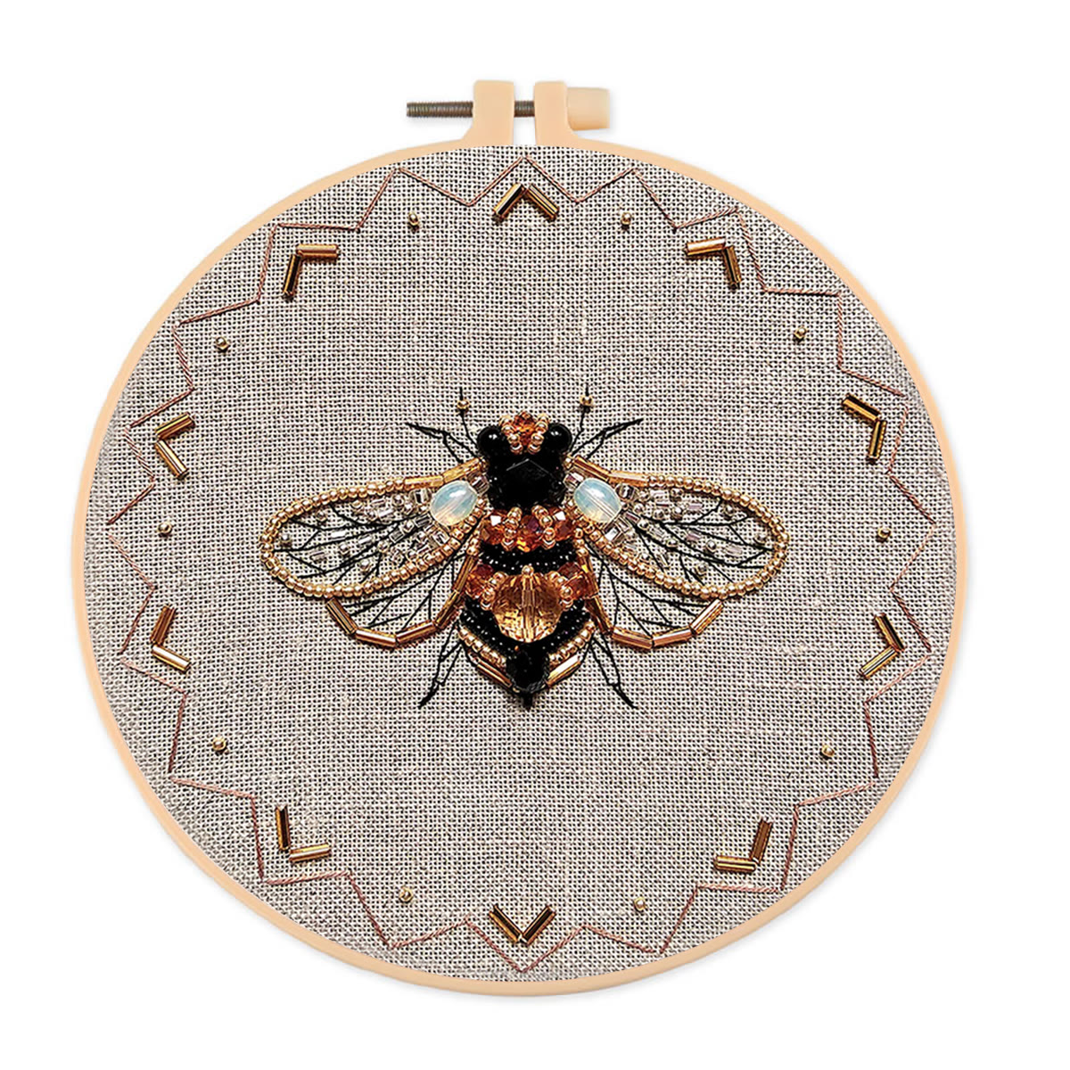 Rubbyoo Bead Embroidery Kit - Golden Bee | Easy Handmade Needlepoint | Diy Decorative Ornament - 15cm*15cm - image 1
