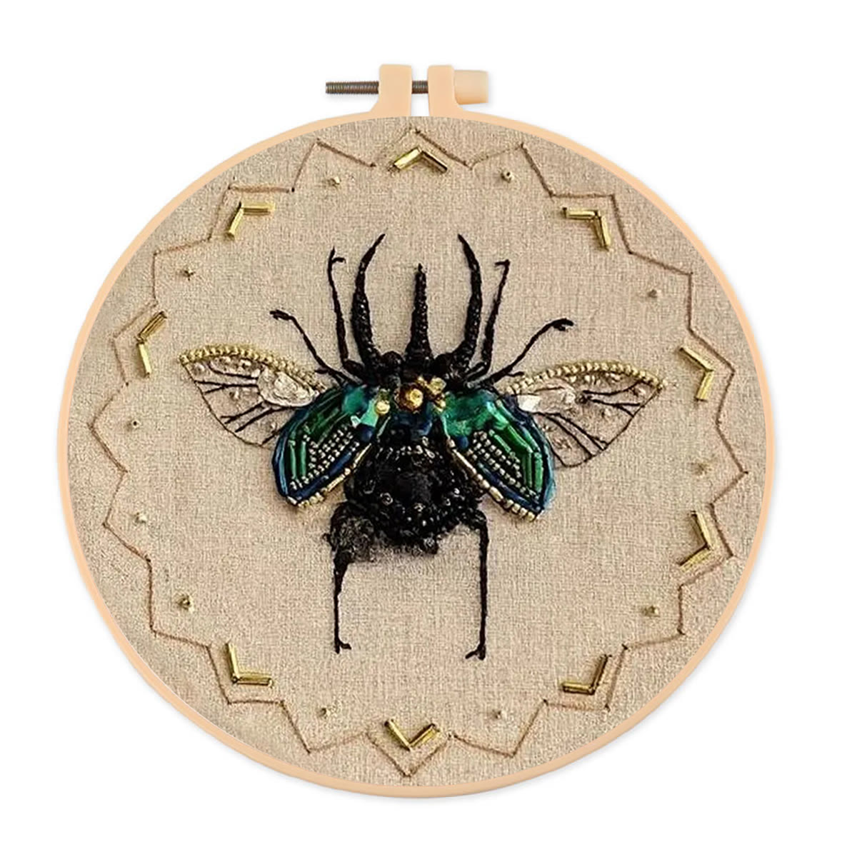 Rubbyoo Bead Embroidery Kit - Black Scarab | Handmade Craft For Adults | Easy Insect Needlepoint - 15cm*15cm - image 1