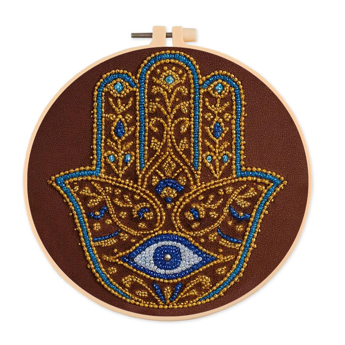 Rubbyoo Bead Embroidery Kit - Golden Hamsa | Diy Bead Artwork | Creative Gift For Crafters - 15cm*15cm - image 1