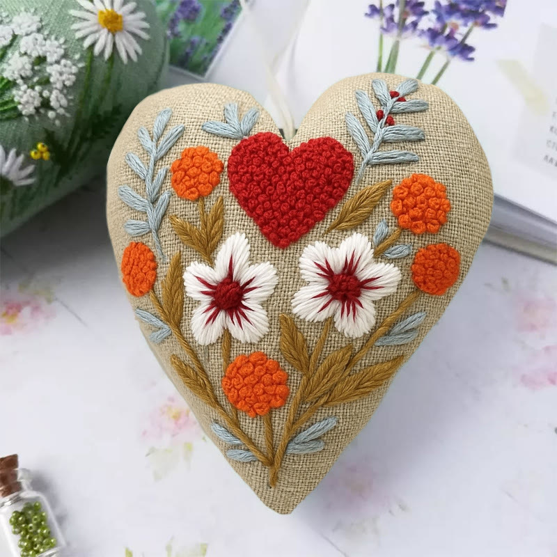 Rubbyoo Heart Embroidery Kit - Floral Love | Diy Hanging Craft For Lover | Perfect Handmade Ornament - image 2