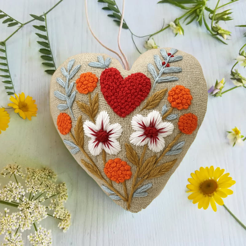 Rubbyoo Heart Embroidery Kit - Floral Love | Diy Hanging Craft For Lover | Perfect Handmade Ornament - image 4