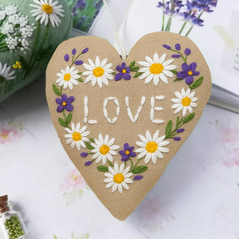 Rubbyoo Heart Embroidery Kit - Daisy Love | Creative Valentine Decoration | Unique Anniversary Gift  - image 2