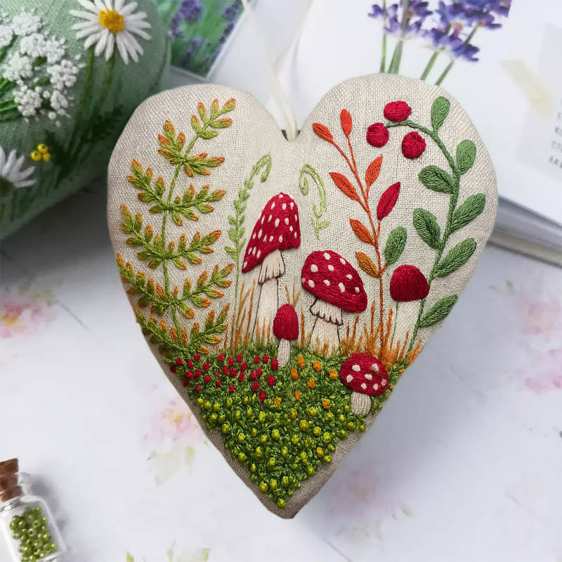 Rubbyoo Heart Embroidery Kit - Mushroom Forest | Beautiful Landscape Collection | Easy Artwork For Beginner  - image 2
