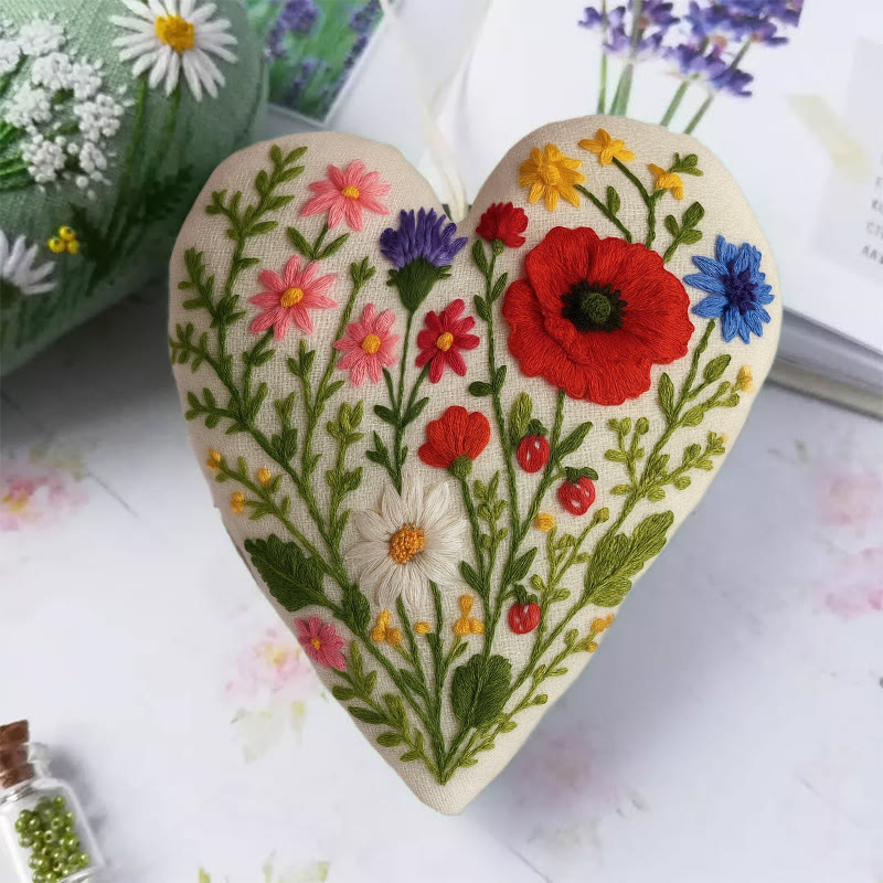 Rubbyoo Heart Embroidery Kit - Charming Garden | Diy Colourful Handicraft | Perfect Gift For Flower Lover - image 2