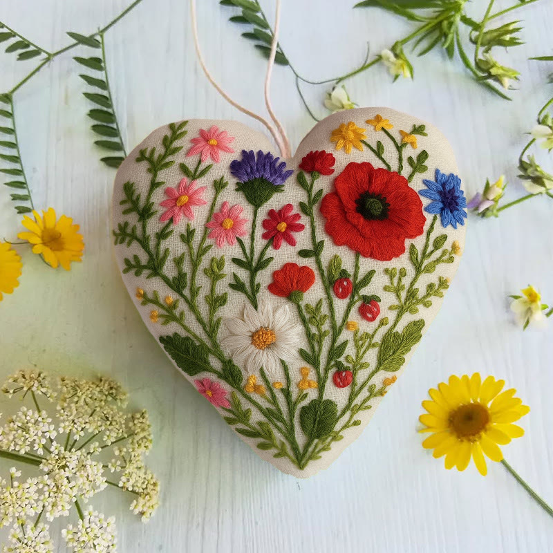 Rubbyoo Heart Embroidery Kit - Charming Garden | Diy Colourful Handicraft | Perfect Gift For Flower Lover - image 4