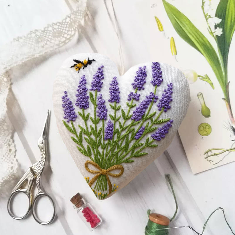 Rubbyoo Heart Embroidery Kit - Unique Handmade Art Craft | Christmas Hanging Ornaments  - Charming Lavender - image 10