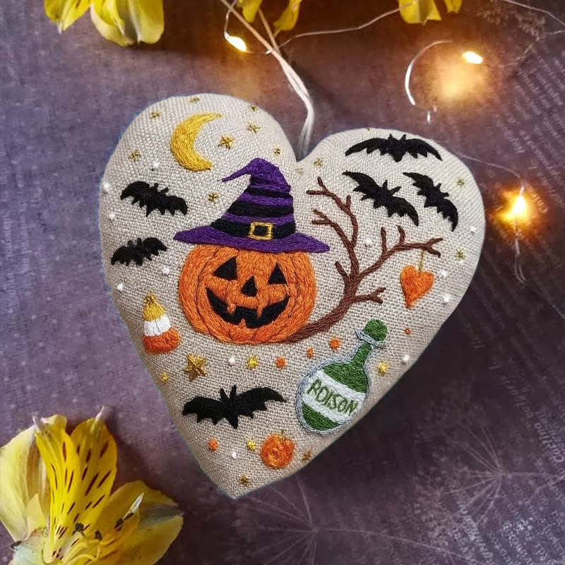 Rubbyoo Heart Embroidery Kit - Spooky Pumpkin | Diy Halloween Ornament |  Handmade Gift For Halloween - image 4